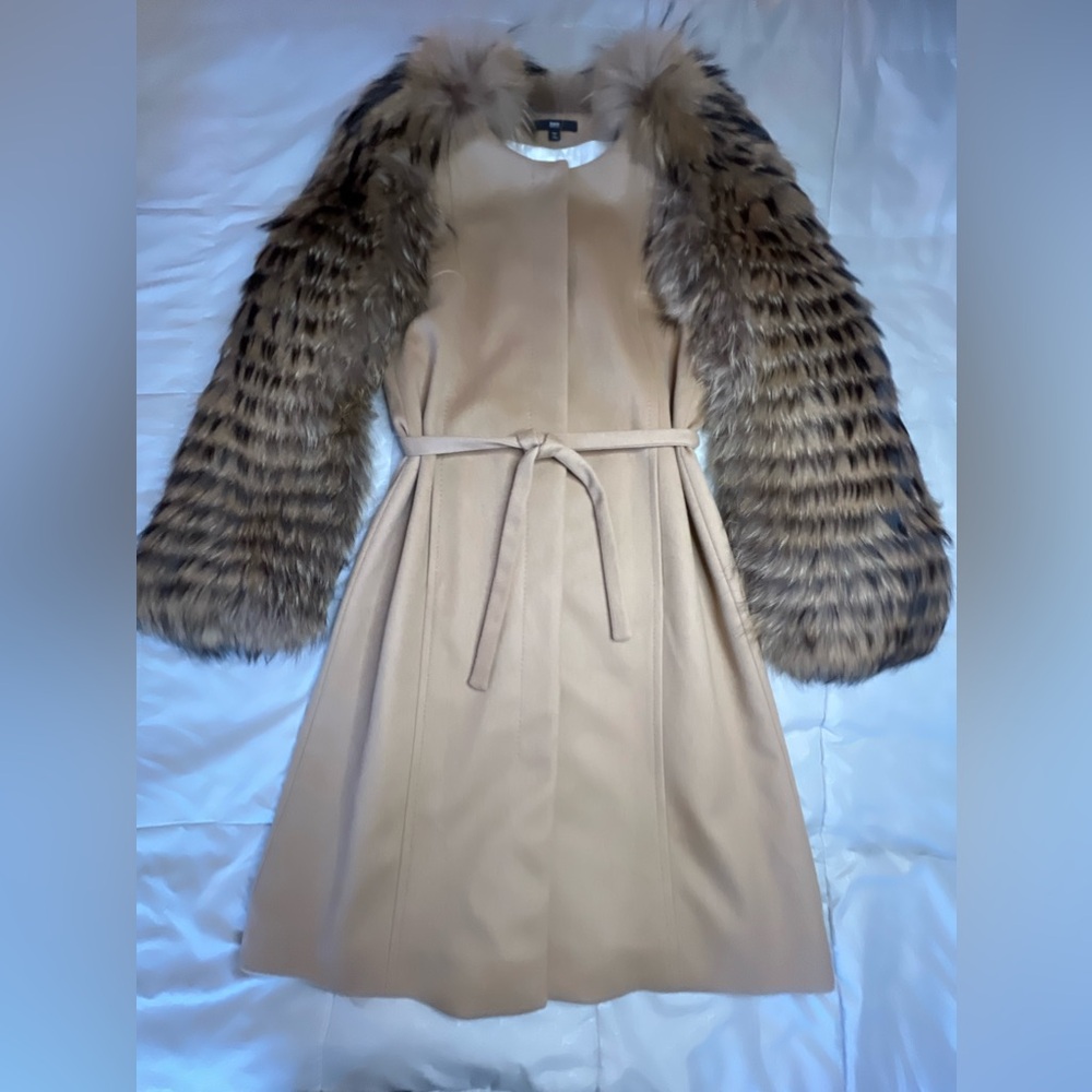 Boss Wool Cashmere Fur Coat